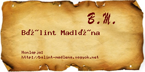 Bálint Madléna névjegykártya